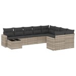 vidaXL Salon de jardin avec coussins 10 Pièces gris clair résine tressée