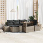 vidaXL Ensemble de salle à manger de jardin de 7 pièces avec coussins Gris Rattan synthétique Acacia