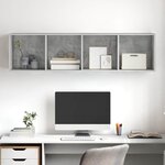 vidaXL Meuble TV mural Gris béton 37x37x142 5 cm Bois d’ingénierie