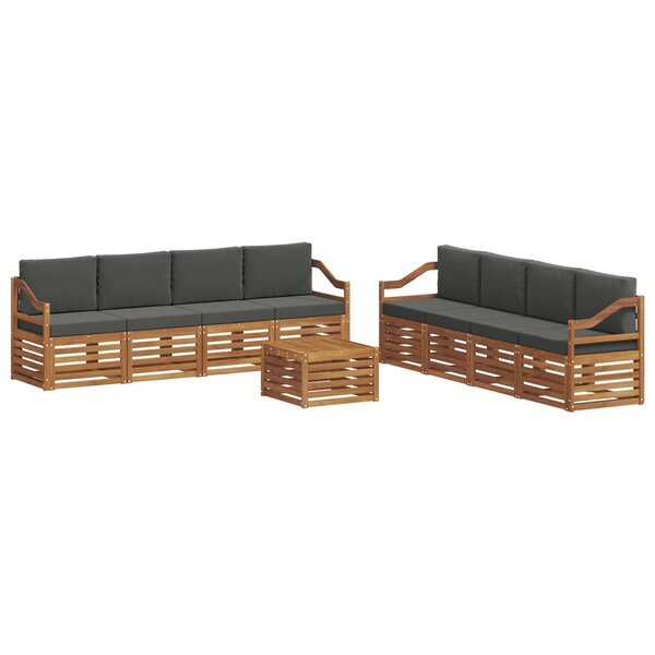 vidaXL Ensemble de canapés d'extérieur 9 pc Naturel et Anthracite