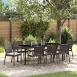 vidaXL Ensemble de salle à manger pour jardin 9 Pièces Marron Poly rotin