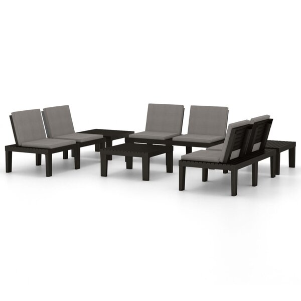 vidaXL Salon de jardin 6 Pièces avec coussins Plastique Gris