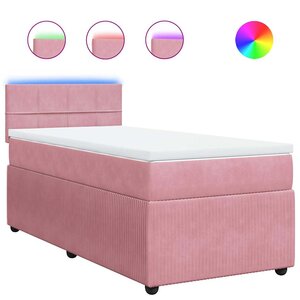 vidaXL Sommier à lattes de lit avec matelas Rose 100x200 cm Velours