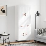 vidaXL Buffet haut Blanc 69 5x34x180 cm Bois d'ingénierie