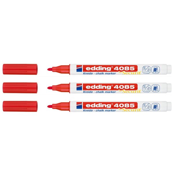 Marqueur Craie Liquide 4085 Rouge Pointe Ronde 1-2 mm x 3 EDDING