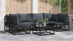 vidaXL Ensemble de canapé de jardin 6 Pièces Noir 283 x 141.5 x 71 cm