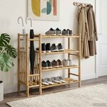 vidaXL Rack à chaussures avec étagère Naturel 88 x 27 x 80 cm Bambou