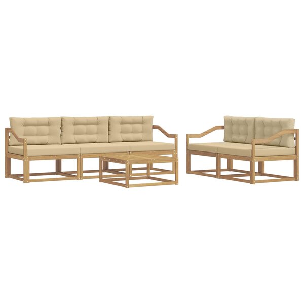vidaXL Ensemble de canapés d'extérieur 6 pc Blanc et Beige