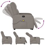 vidaXL Fauteuil inclinable de massage Taupe Tissu