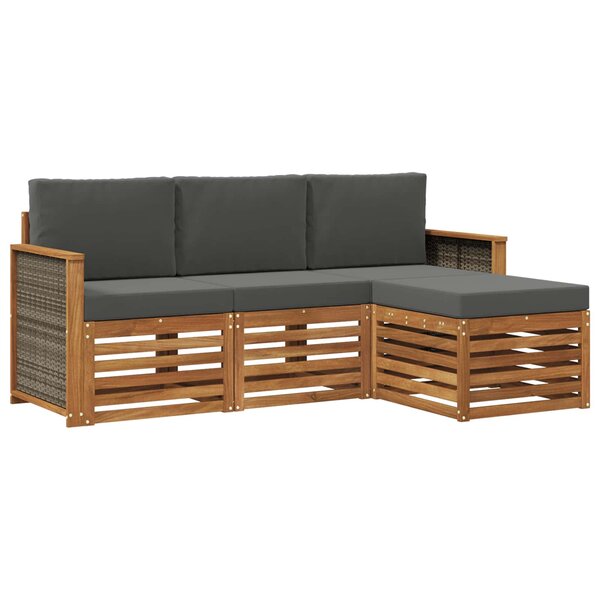 vidaXL Ensemble de canapés d'extérieur 4 pc Naturel et Anthracite