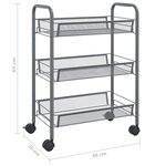 vidaXL Chariot de cuisine à 3 niveaux Gris 46x26x64 cm Fer