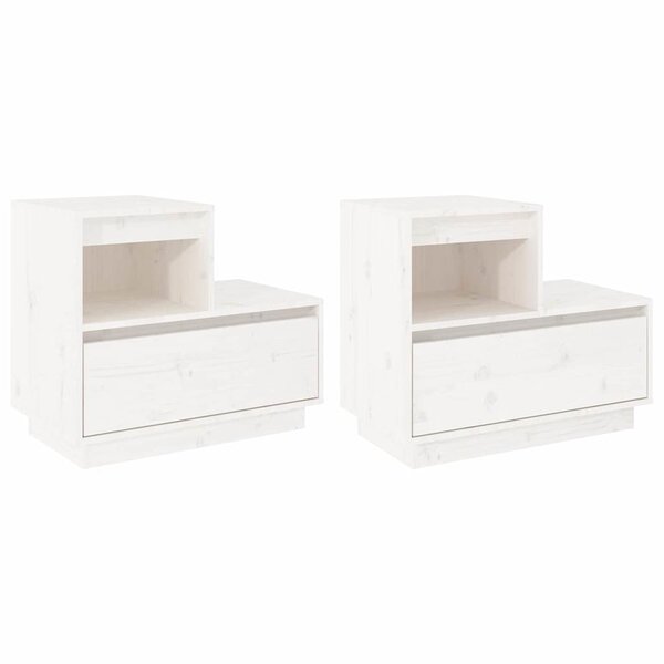 vidaXL Tables de chevet 2 Pièces Blanc 60x34x51 cm Bois de pin solide