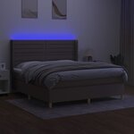 vidaXL Sommier à lattes de lit matelas et LED Taupe 160x200 cm Tissu