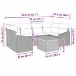 vidaXL Ensemble de canapé de jardin avec coussin 7 Pièces Noir Poly rotin