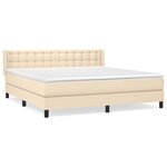 vidaXL Sommier à lattes de lit avec matelas Crème 180x200 cm Tissu