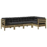 vidaXL Salon de jardin 5 Pièces avec coussins bois de pin imprégné