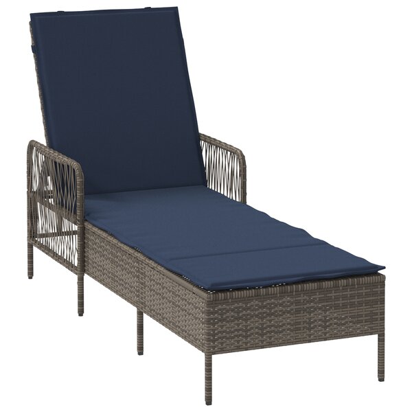 vidaXL Chaise longue Grise PE Rattan 157 x 55 x 92 cm Pliable