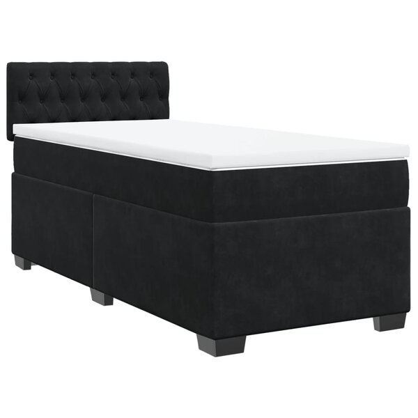 vidaXL Sommier à lattes de lit et matelas Noir 80x200 cm Velours