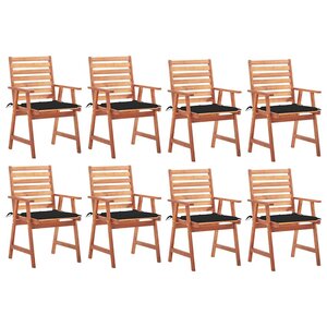 vidaXL Chaises à manger d'extérieur lot de 8 et coussins Acacia massif