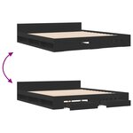 vidaXL Cadre de lit avec tiroirs noir 200x200 cm bois d'ingénierie