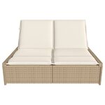 vidaXL Chaise longue double avec coussins beige résine tressée