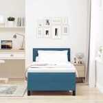 lit boxspring vidaXL avec matelas bleu foncé simple en velours