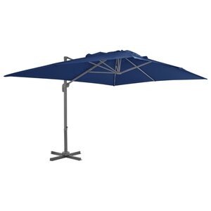 vidaXL Parasol de jardin en porte-à-faux et mât en aluminium bleu azur