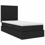 vidaXL Lit avec rangement et matelas Noir 90 x 200 cm tissu