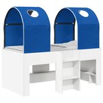 vidaXL Lit avec Tunnel 4 Pièces Blanc et bleu Bois d'ingénierie