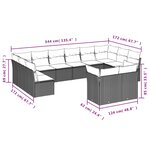 vidaXL Salon de jardin avec coussins 12 Pièces beige résine tressée