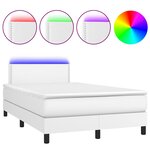 vidaXL Sommier à lattes de lit matelas LED blanc 120x190 cm similicuir