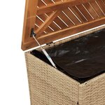 vidaXL Boîte de rangement de jardin beige résine tressée bois d'acacia