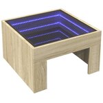 vidaXL Table basse avec LED infini chêne sonoma 50x50x30 cm