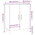 vidaXL Buffet gris béton 69 5x34x90 cm bois d'ingénierie