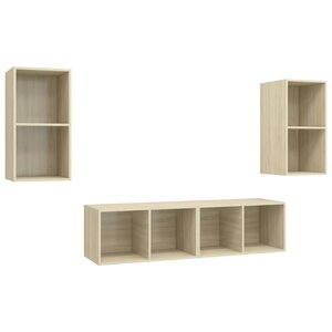 vidaXL Meubles TV muraux 4 Pièces Chêne sonoma Bois d'ingénierie