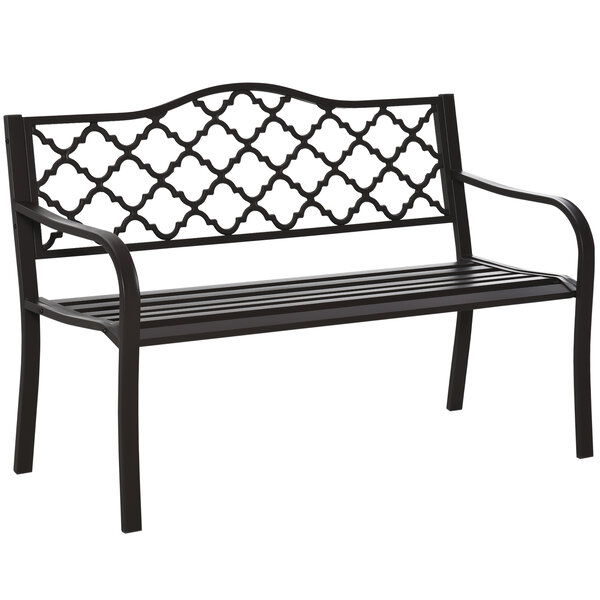 Banc 3 places de jardin terrasse style rural chic 128L x 60l x 89H cm métal époxy anticorrosion fonte brun
