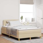 vidaXL Lit boxspring avec matelas Crème 120 x 200 cm tissu