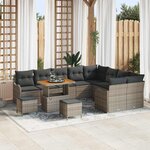 vidaXL Ensemble de canapé de jardin 12 Pièces Gris polyrotin