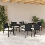 vidaXL Ensemble de salle à manger pour jardin 7 Pièces Noir Poly rotin