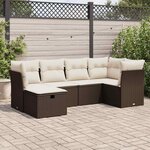 vidaXL Salon de jardin avec coussins 6 Pièces marron résine tressée