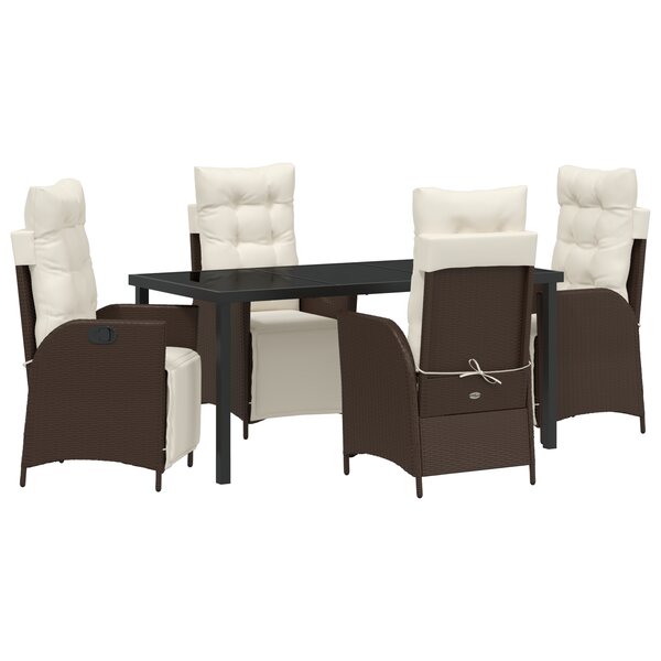 vidaXL Ensemble de salle à manger de jardin 5 pièces en Rattan Poly Brun