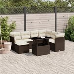 vidaXL Salon de jardin 8 Pièces avec coussins marron résine tressée