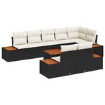 vidaXL Ensemble de Canapé de Jardin 9 Pièces avec Coussins Noir Poly Rattan Acacia