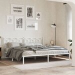 vidaXL Cadre de lit métal sans matelas et tête de lit blanc 200x200 cm