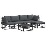 vidaXL Ensemble de canapé de jardin avec coussin 6 Pièces Noir Aluminium