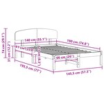vidaXL Cadre de lit avec tête de lit marron ciré 140x190 cm Bois massif pin