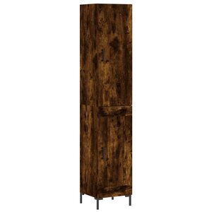 vidaXL Buffet haut Chêne fumé 34 5x34x180 cm Bois d'ingénierie