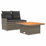 vidaXL Canapé de jardin avec accoudoirs et table relevable 2 Pièce