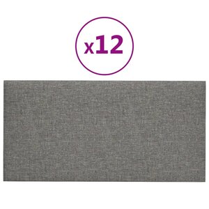 vidaXL Panneaux muraux 12 Pièces Gris clair 30x15 cm Tissu 0 54 m²