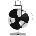 vidaXL Ventilateur de poêle alimenté par chaleur 3 pales Noir